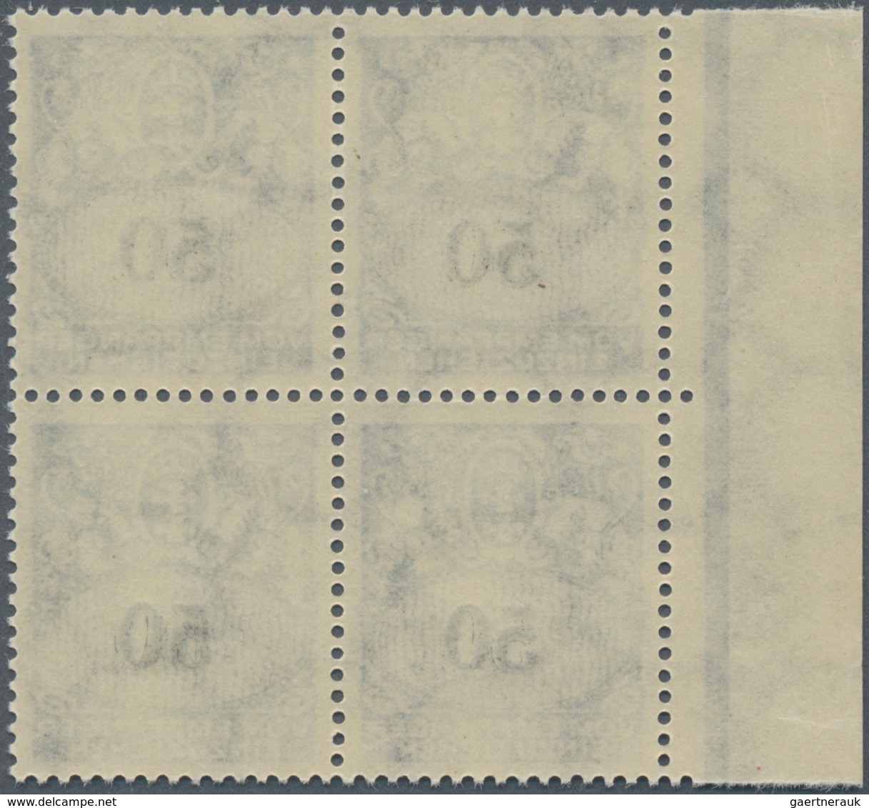 Danzig - Portomarken: 1934, 50 Pfg Portomarke Im Postfrischen Viererblock Vom Linken Bogenrand, Dabe - Other & Unclassified