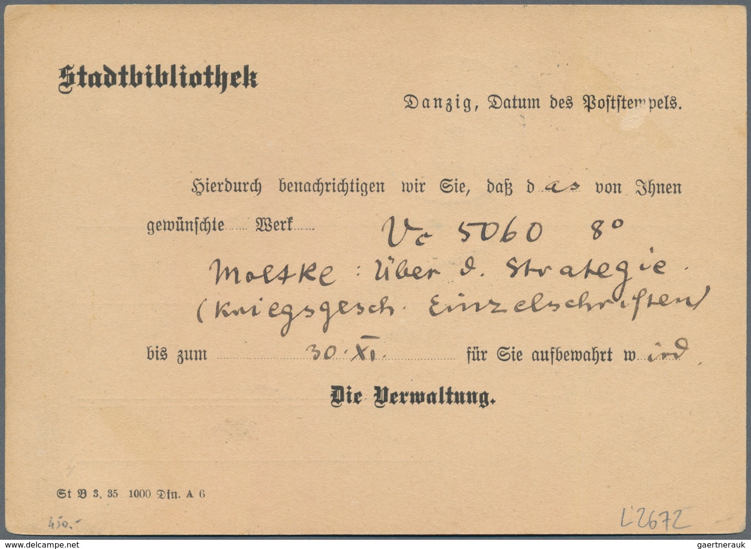 Danzig - Portomarken: 1935, Portomarke 5 Auf 40 Pfg. Als Nachporto Auf "Portopflichtiger Dienstache" - Andere & Zonder Classificatie