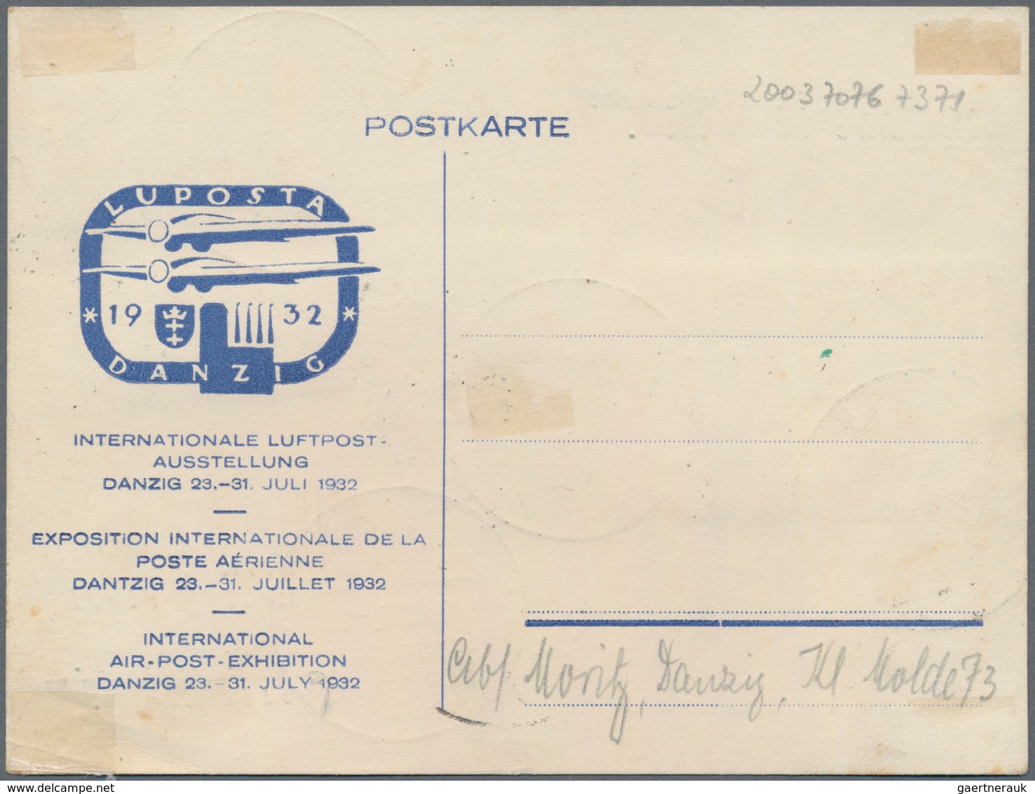 Danzig - Flugpost: 1932, LUPOSTAFAHRT, R-Karte Mit Kompletten Ausstellungssatz Mit Sonderstempel "DA - Other & Unclassified