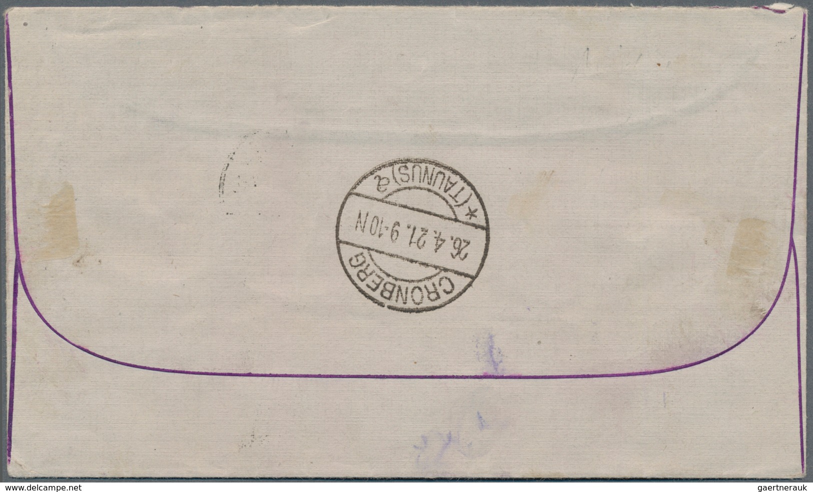 Memel: 1921, 20 Mark Auf 5 F Schwärzlichblau/hellocker, Einzelfrankatur Auf Einschreibebrief Von MEM - Memelland 1923