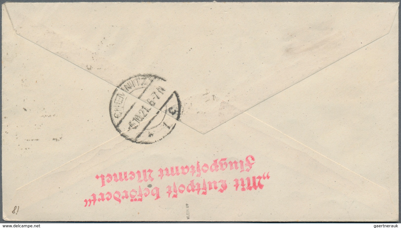 Memel: 1921. Flugpost 60 Pfg. Im ECKRAND-Viererblock Auf Sehr Sauberem Luftpost-R-Brief Von Memel Na - Memelland 1923