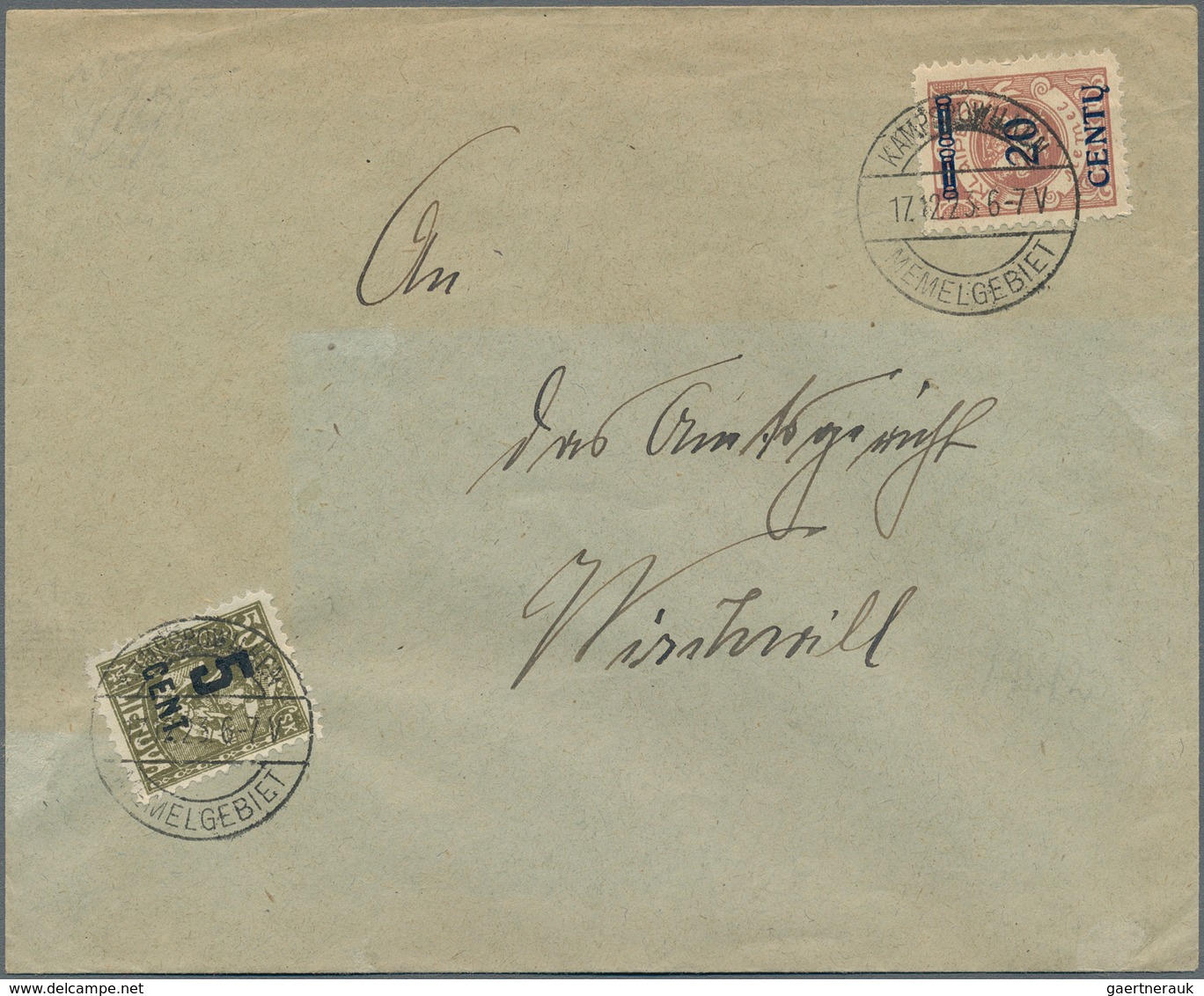 Memel: 1923/1924, Partie Mit 4 Briefen, Dabei 7-Farben-Frankatur (Mi.ex 169/180) Mit MiNr.177 U. 180 - Klaipeda 1923