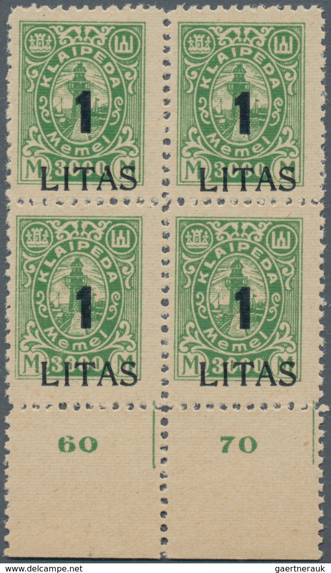 Memel: 1923, Angliederung Des Memellandes An Litauen, Unsignierter Postfrischer Luxusviererblock-Sat - Memel (Klaïpeda) 1923