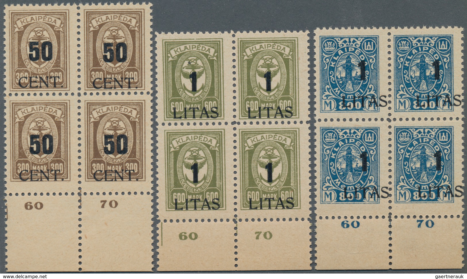 Memel: 1923, Angliederung des Memellandes an Litauen, unsignierter postfrischer Luxusviererblock-Sat