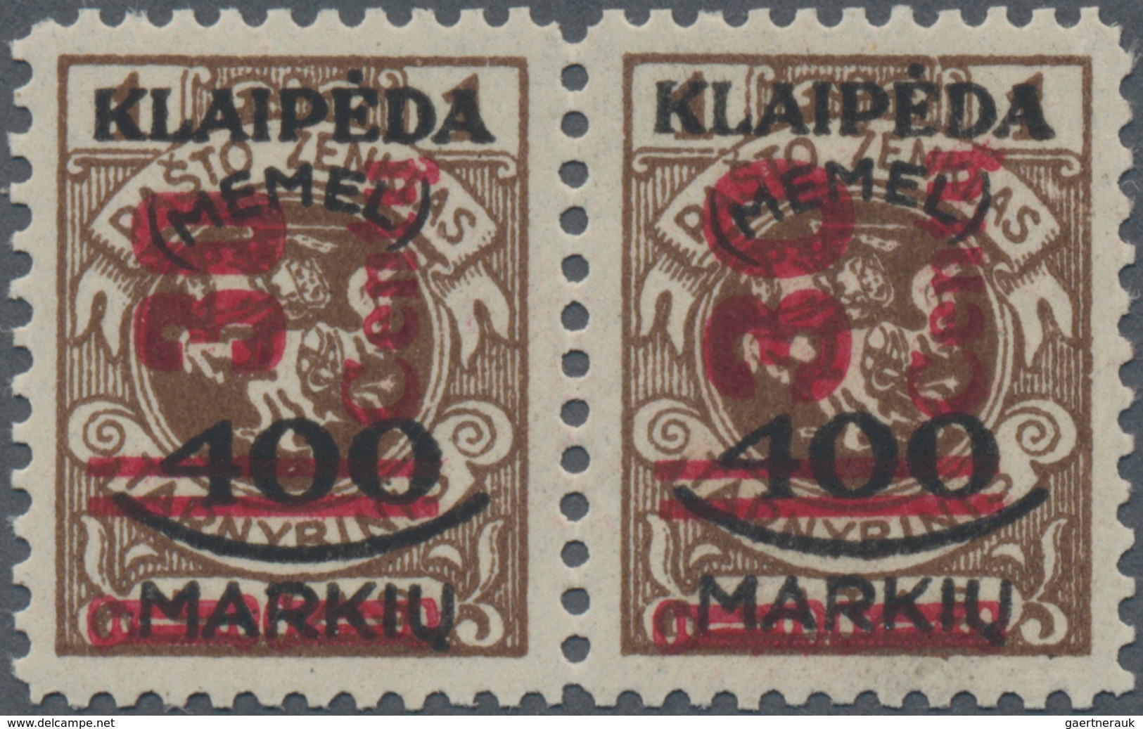 Memel: MEMEL, 30 C. Die Beiden Seltenen Aufdruck-Typen II+III Im Paar. Markenwert Für Lose Stücke Be - Memel (Klaïpeda) 1923