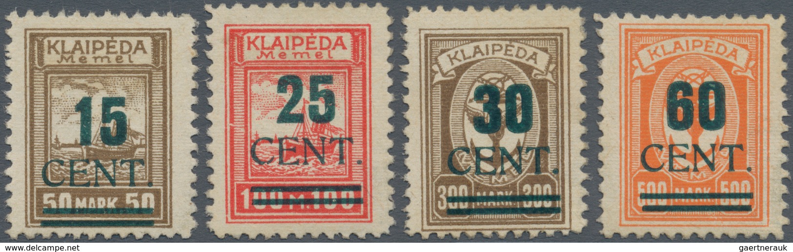 Memel: 1923, Kompletter, Postfrischer Satz Der Vier Werte Mit Grünem Aufdruck Der Type I, Dabei Auch - Memel (Klaipeda) 1923