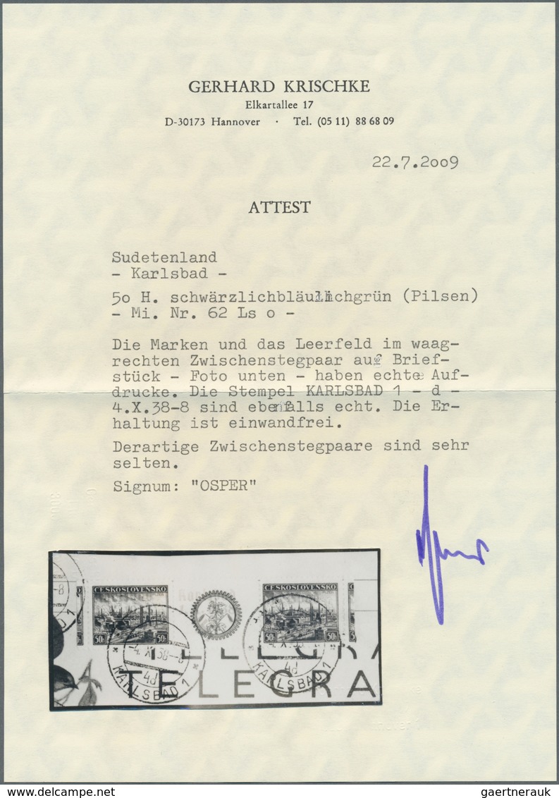 Sudetenland - Karlsbad: Gedenkausgabe "Briefmarkenausstellung In Pilsen 1938", Waagerechtes Paar Mit - Région Des Sudètes