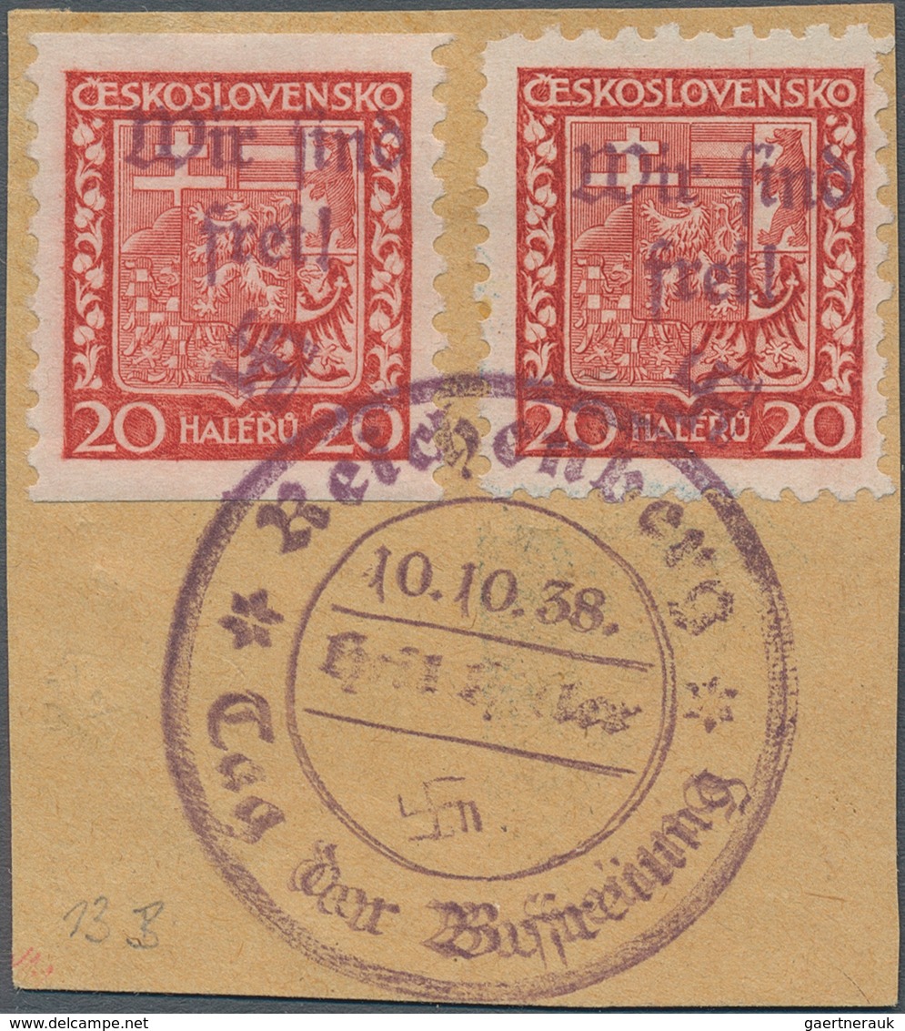 Sudetenland - Reichenberg: 1938, 20 H. Rot Allseits Gezähnt (üblich Unruhige Zähnung) Sowie Nur Senk - Sudetenland