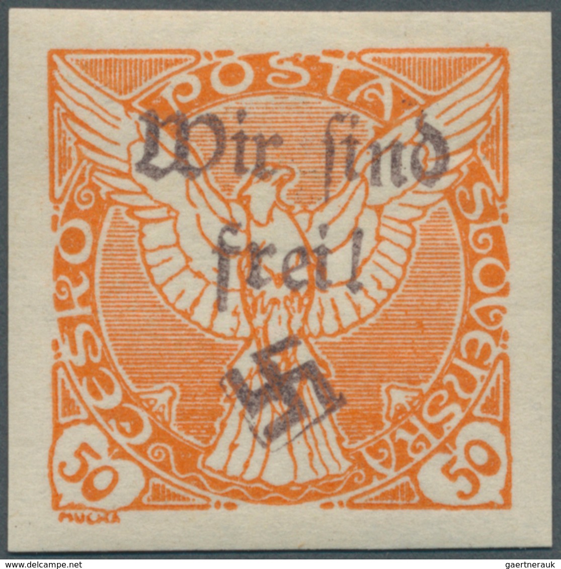 Sudetenland - Reichenberg: 1938, Zeitungsmarke 50 H Falke Orange, Postfrisch, Sehr Selten, Da Die Au - Sudetenland