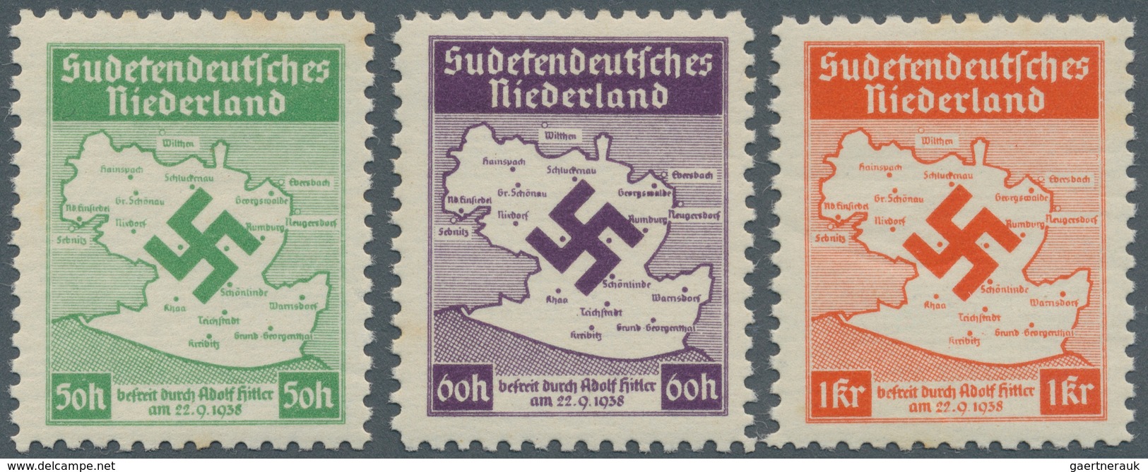 Sudetenland - Sudetendeutsches Niederland: 1938, Marken Zur Befreiung, 3 Werte Satz Tadellos Postfri - Sudetenland