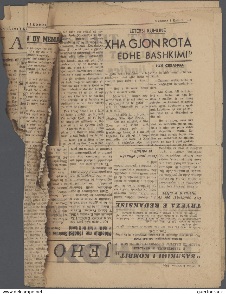 Dt. Besetzung II WK - Albanien: 1943, Freimarken 2 Q. Im Waagerechten Paar, Entwertet "TIRANA 08.1.4 - Occupazione 1938 – 45