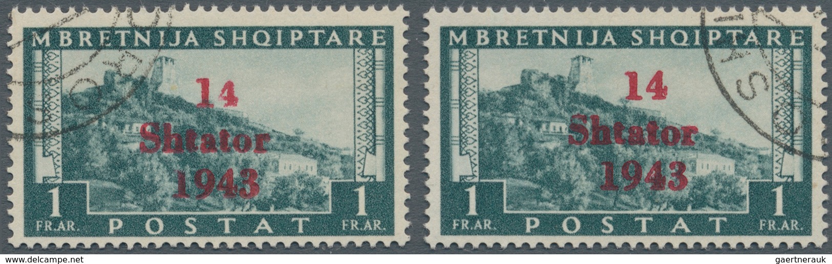 Dt. Besetzung II WK - Albanien: 1943, Freimarke 1 Fr. Mit Aufdruckabart "'1' Von '1943' Verkürzt" Un - Occupation 1938-45