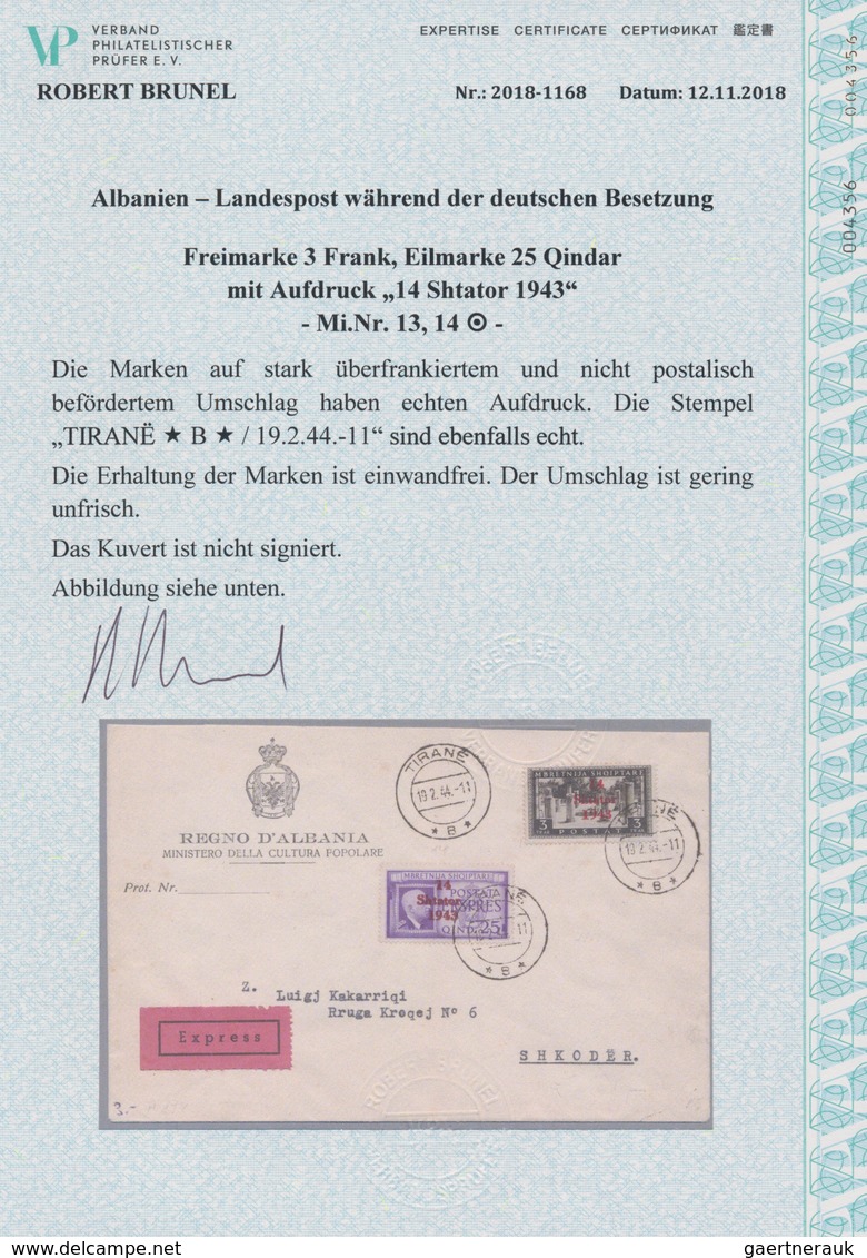 Dt. Besetzung II WK - Albanien: 1944 14 Shtator Auf 25 Qind Lila Und 14 Shtator Auf 3 Frar Braunschw - Besetzungen 1938-45