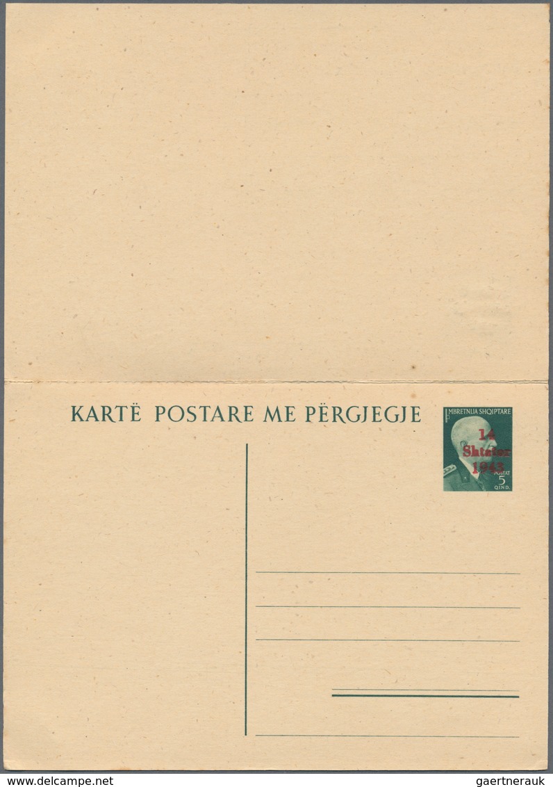 Dt. Besetzung II WK - Albanien - Ganzsachen: 1943. Komplettes Set mit 1 Kartenbrief, 3 Postkarten (5