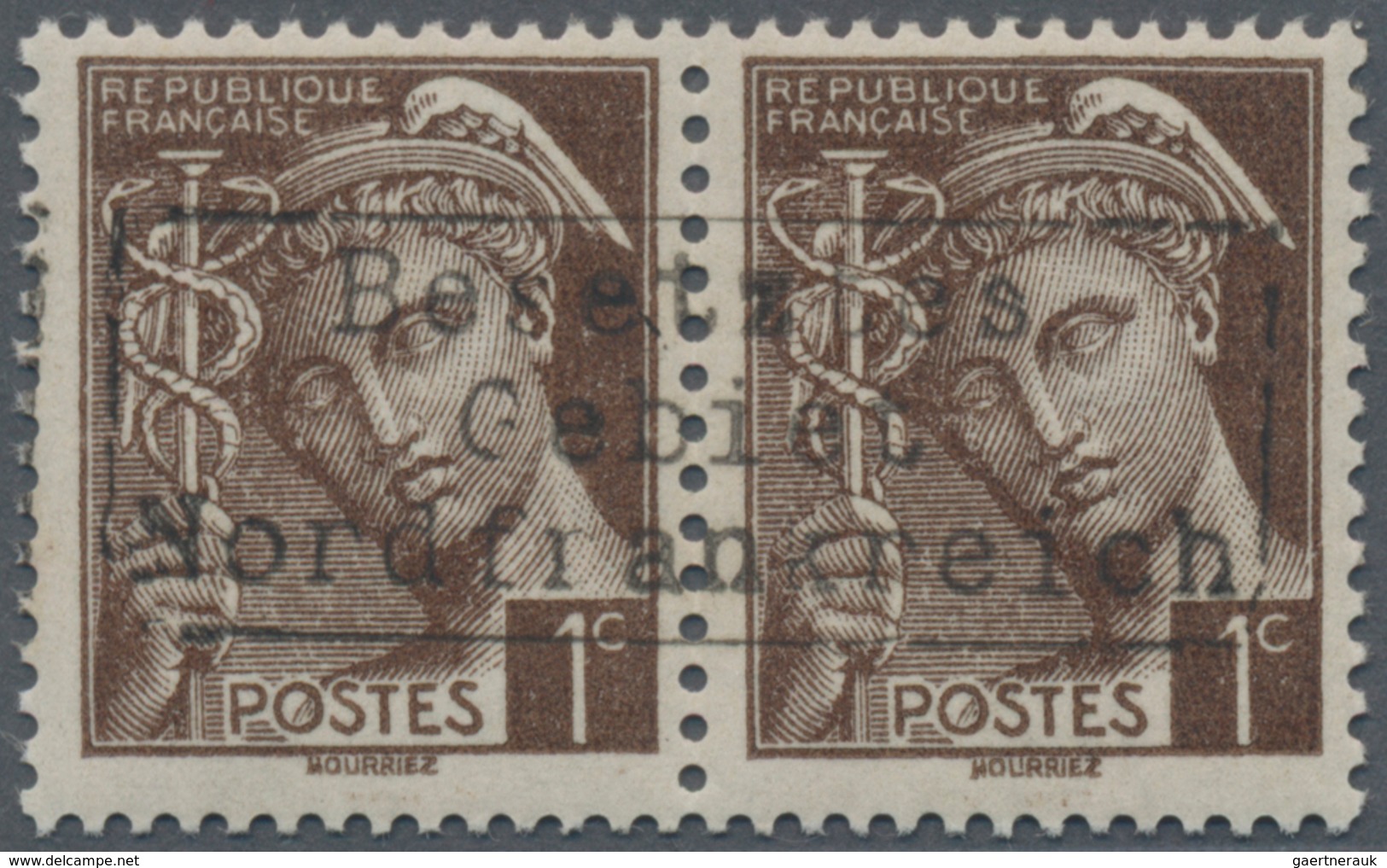 Dt. Besetzung II WK - Frankreich - Dünkirchen: 1940, 1 C. Schwärzlichorangebraun "Merkur", Waagerech - Besetzungen 1938-45