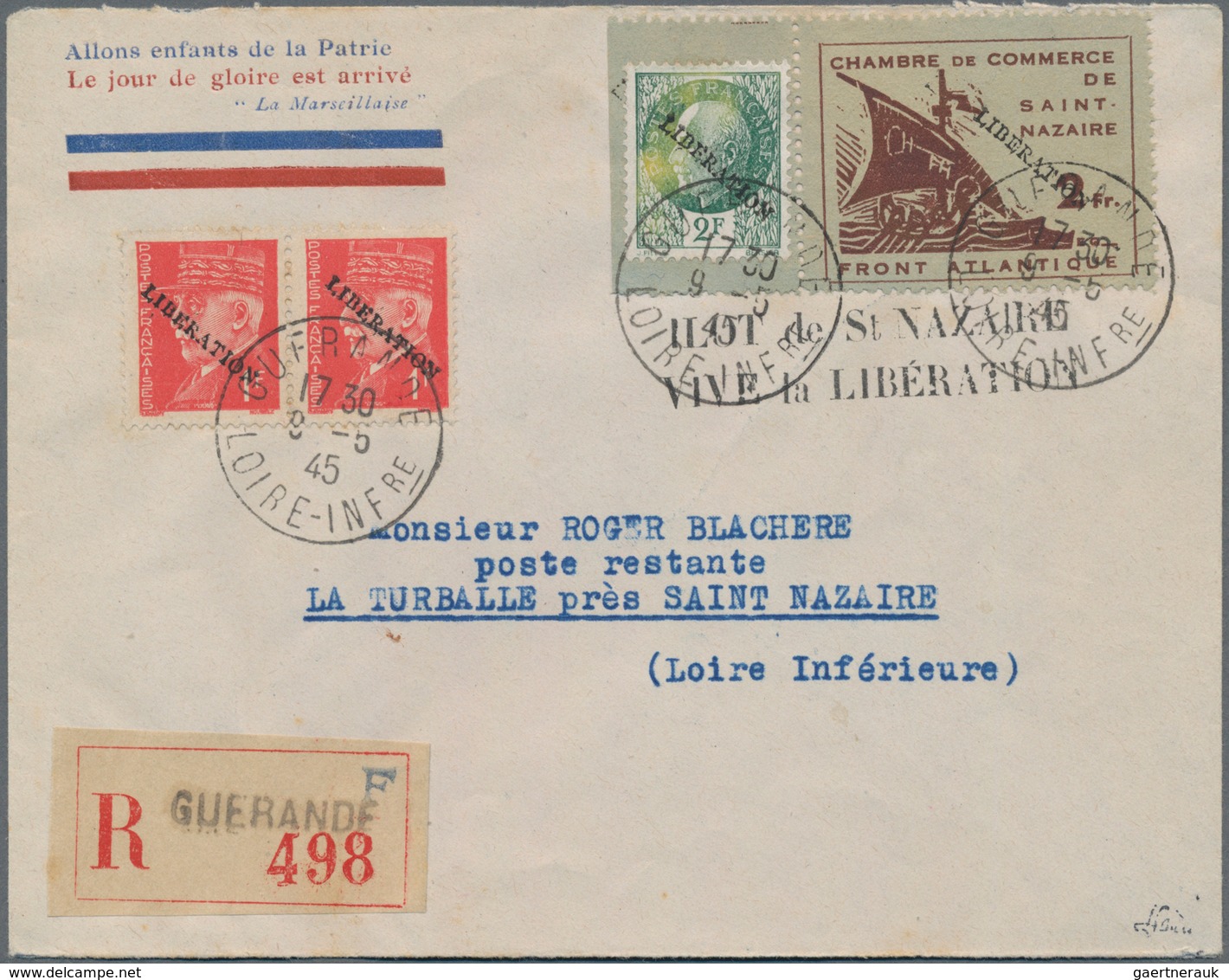 Dt. Besetzung II WK - Frankreich - St. Nazaire: 1945, 2 Fr Dkl'lilabraun Handelskammer-Marke Sowie 2 - Besetzungen 1938-45