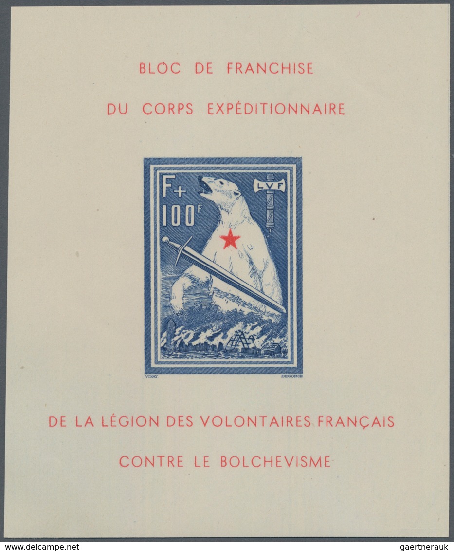 Dt. Besetzung II WK - Frankreich - Privatausgaben: Legionärsmarken: 1941. Frankreich. Eisbärblock, U - Besetzungen 1938-45