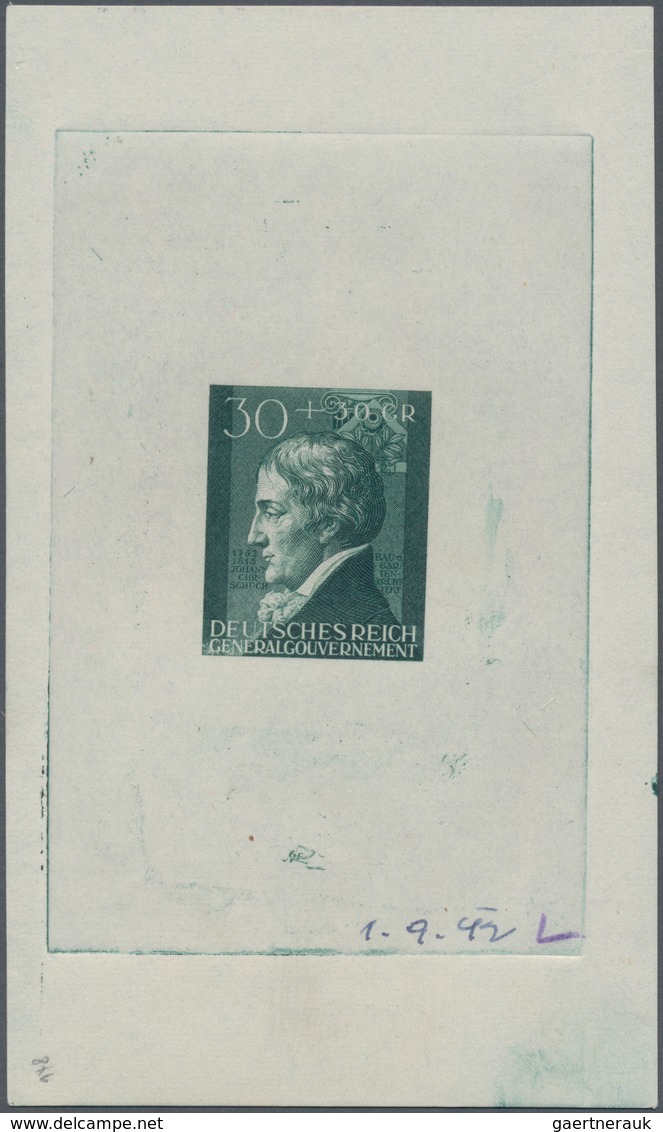 Dt. Besetzung II WK - Generalgouvernement: 1942, 30 + 30 Gr. Kulturträger, Probedruck In Dunkelsmara - Besetzungen 1938-45