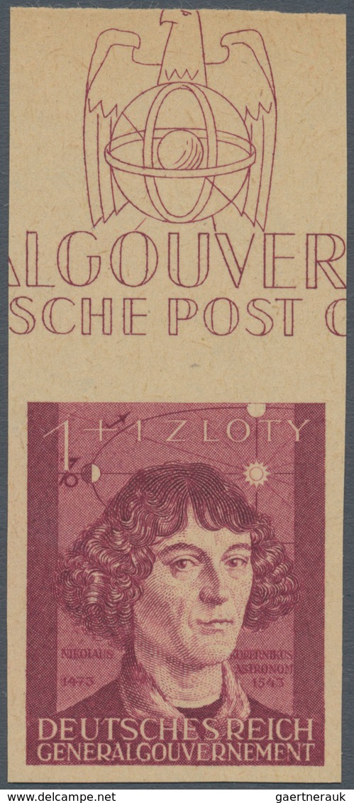 Dt. Besetzung II WK - Generalgouvernement: 1943. Kopernikus 1Zl+1Zl Ungezähnt, Probedruck Auf Gelbli - Besetzungen 1938-45