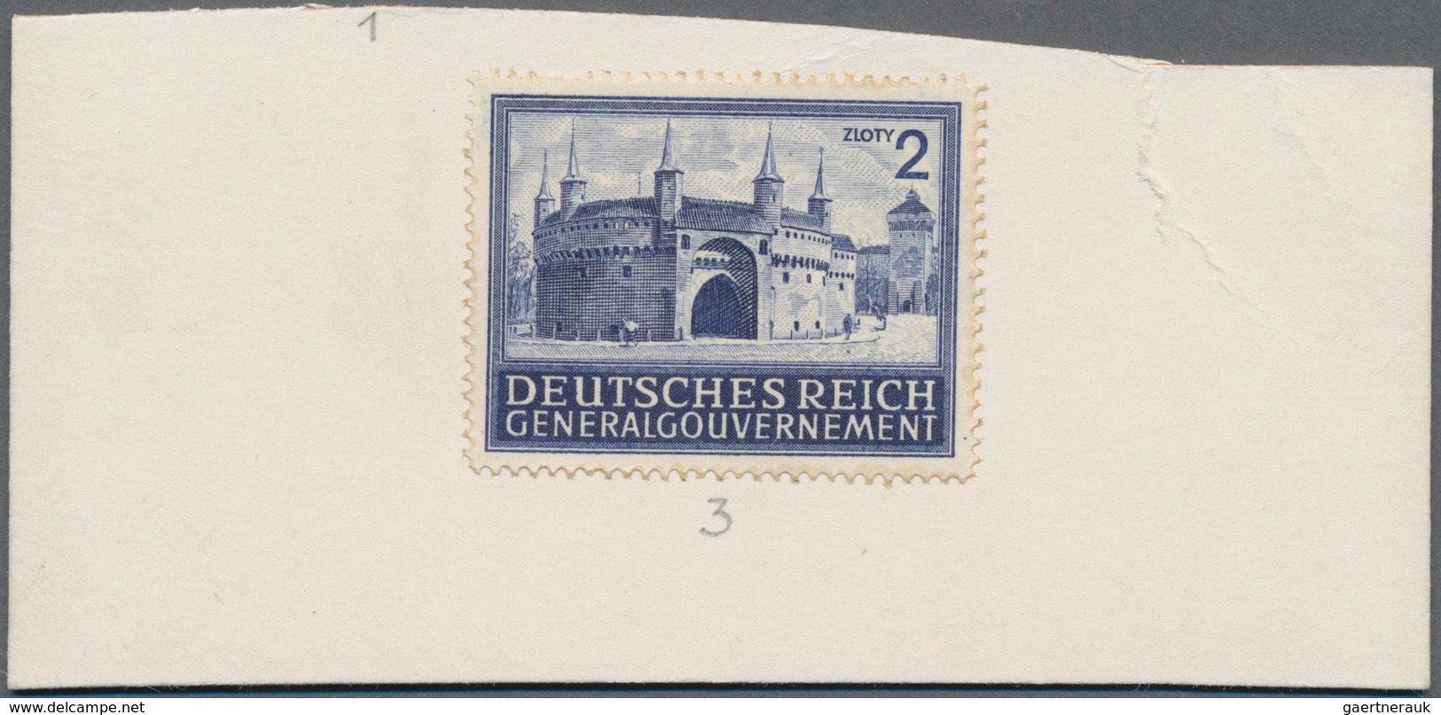 Dt. Besetzung II WK - Generalgouvernement: 1943, 2 Zl. Probedruck In Graublau Mit Linienzähnung L 14 - Occupation 1938-45