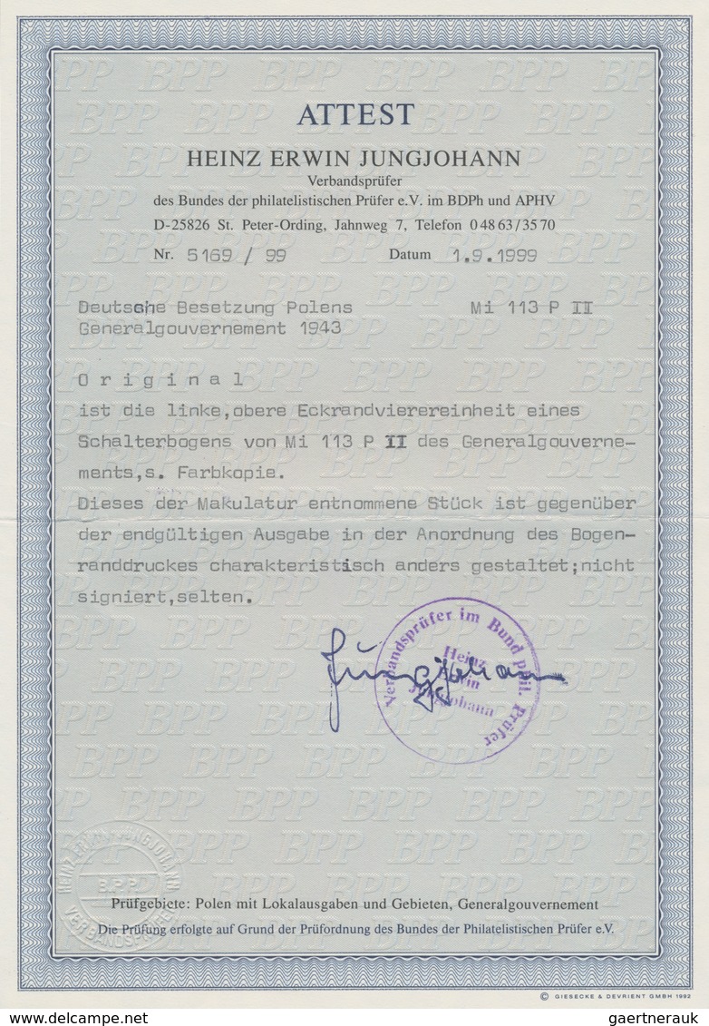 Dt. Besetzung II WK - Generalgouvernement: 1943, 2 Zl. Bauwerk Barbakan In Krakau, Probedruck In Sch - Occupation 1938-45