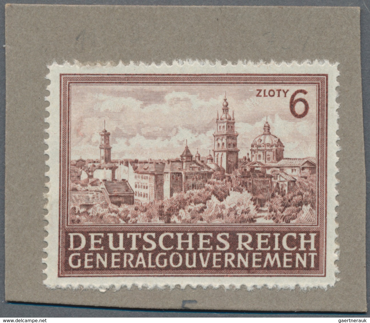 Dt. Besetzung II WK - Generalgouvernement: 1943, 6 Zl. Bauwerk Stadt Lemberg, Probedruck In Rötlichb - Besetzungen 1938-45