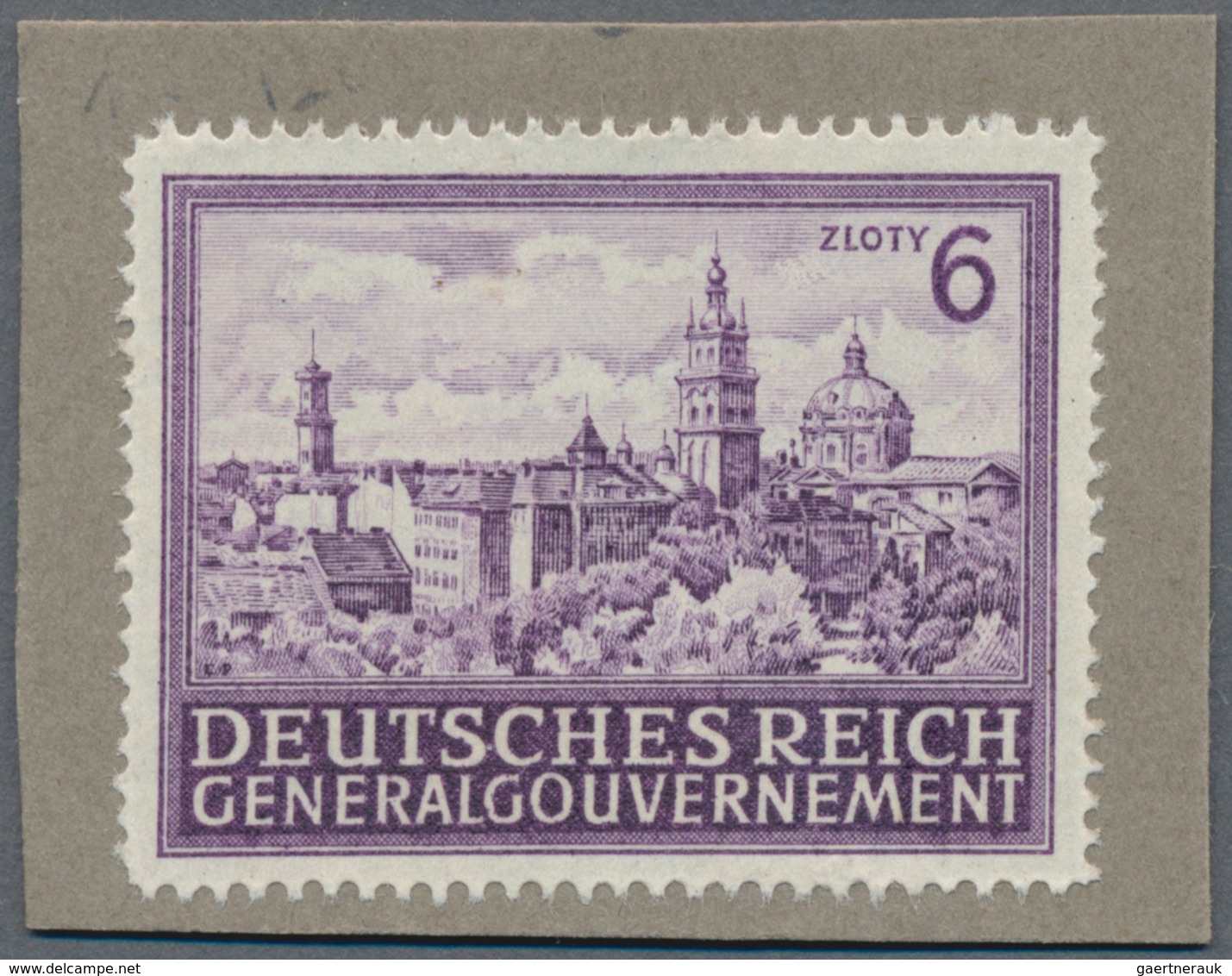 Dt. Besetzung II WK - Generalgouvernement: 1943, 6 Zl. Bauwerk Stadt Lemberg, Probedruck In Grauviol - Occupation 1938-45