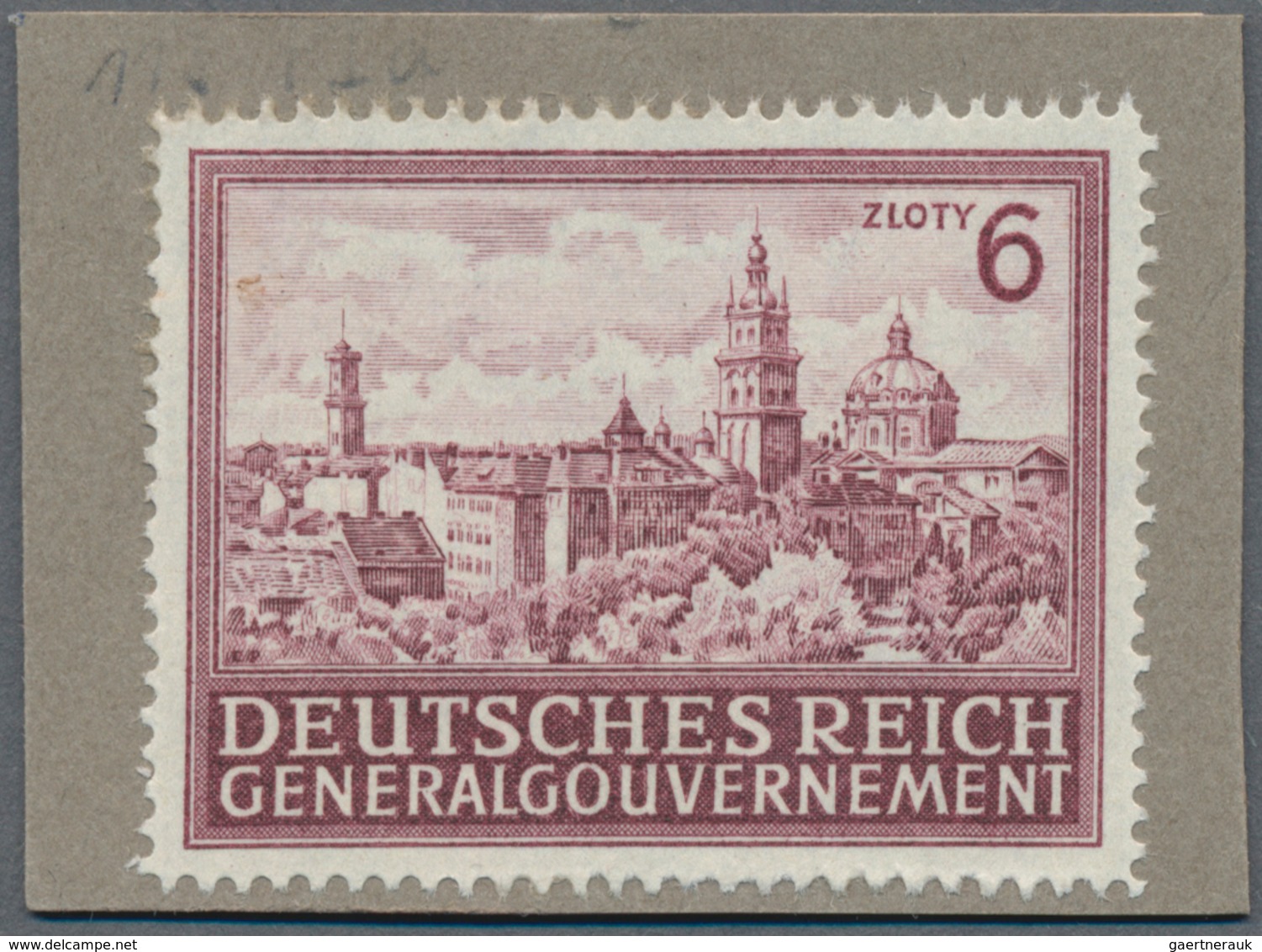 Dt. Besetzung II WK - Generalgouvernement: 1943, 6 Zl. Bauwerk Stadt Lemberg, Probedruck In Rötlichb - Occupation 1938-45