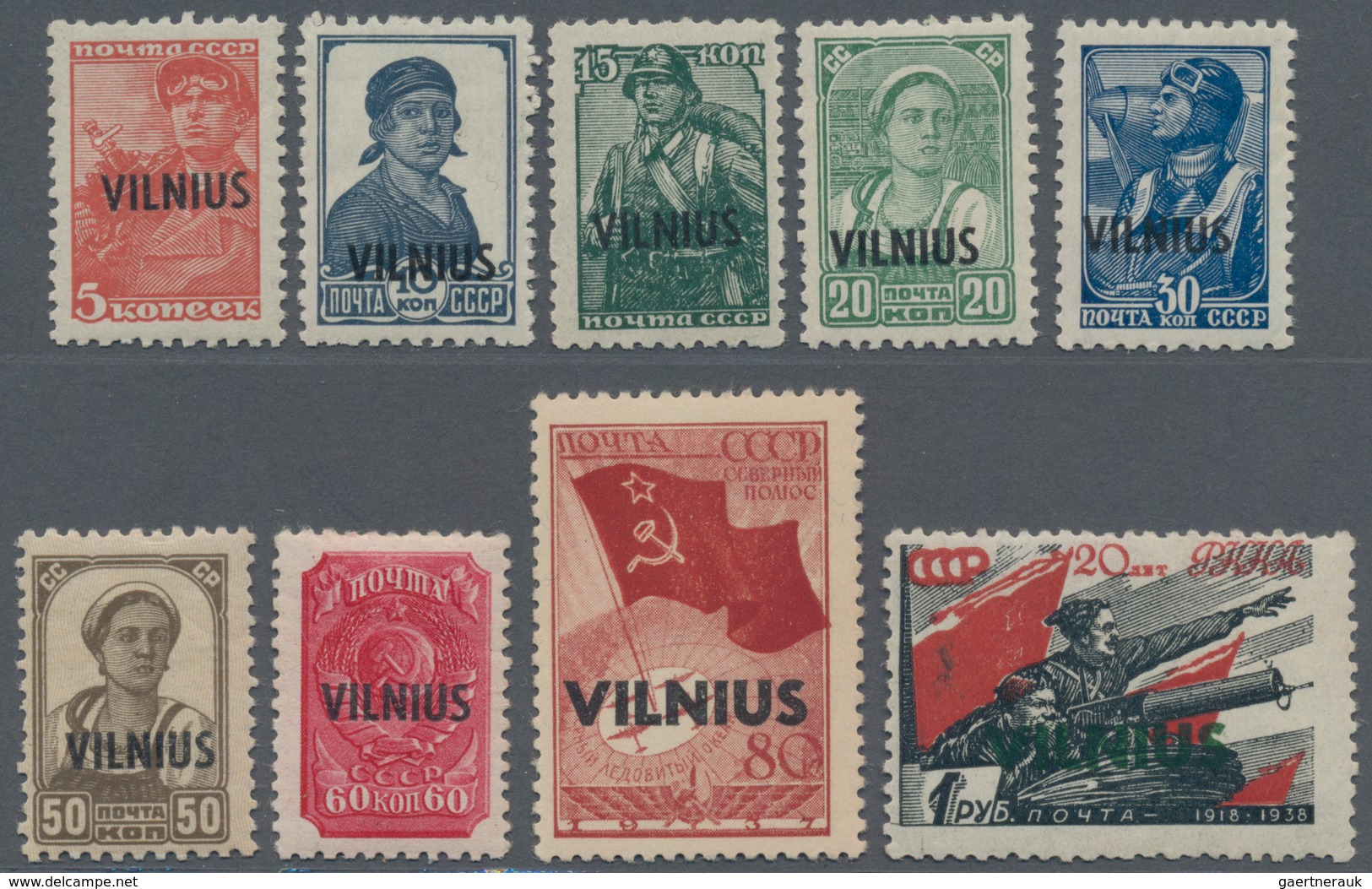 Dt. Besetzung II WK - Litauen: VILNIUS: Kompletter, Postfrischer Satz Bis 1 R., 5K. Und 30 K. Etwas - Besetzungen 1938-45