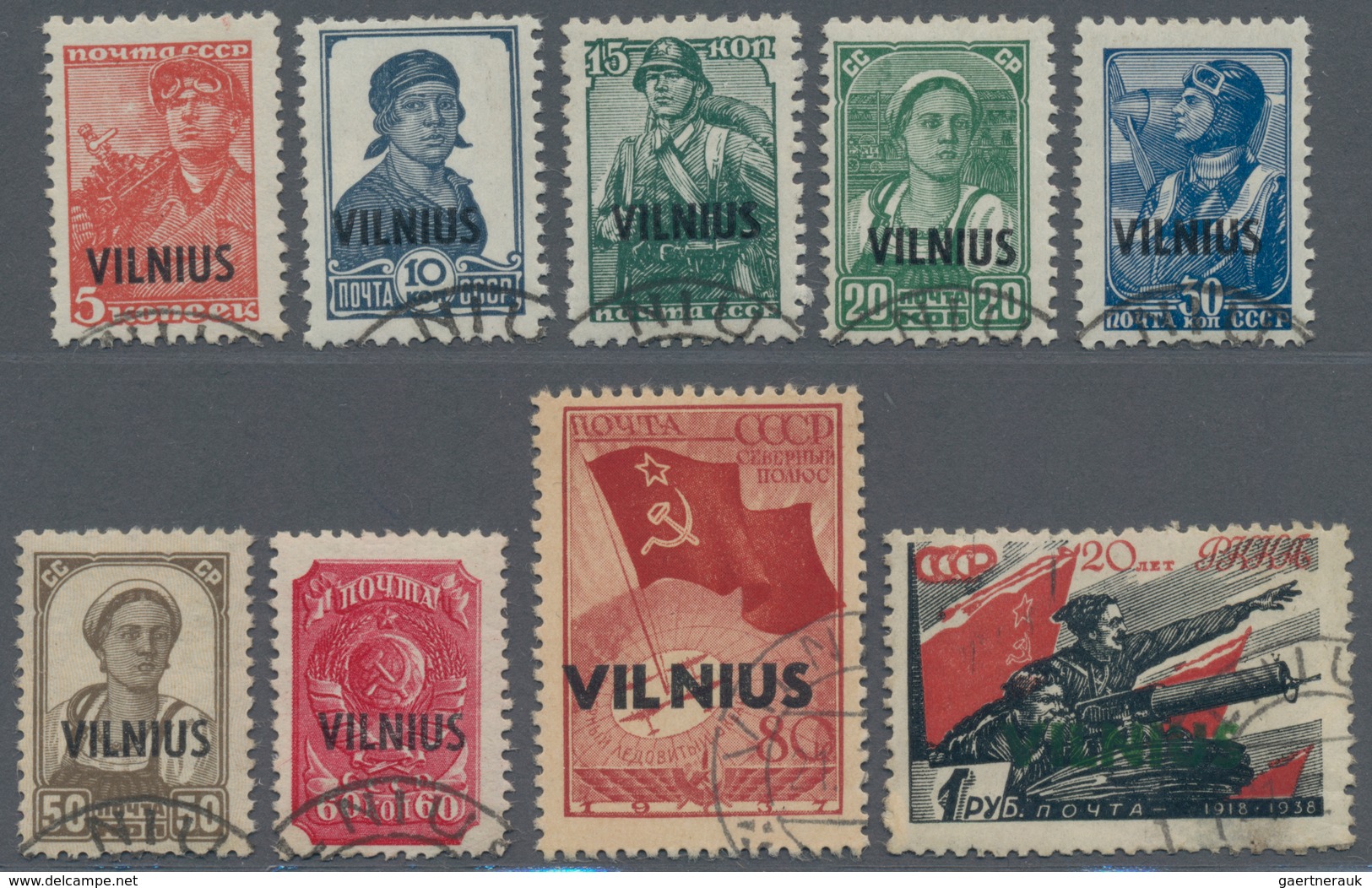 Dt. Besetzung II WK - Litauen: VILNIUS: Kompletter Satz Bis 1 R., Gefälligkeitsgestempelt Mit Doppel - Occupation 1938-45