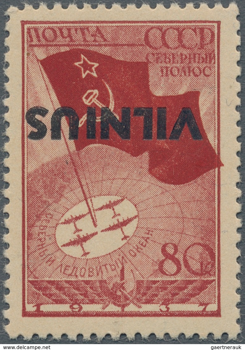 Dt. Besetzung II WK - Litauen: VILNIUS: 'Nordpolflug' 80 K. Karmin, Mit Abarten "AUFDRUCK KOPFSTEHEN - Occupation 1938-45