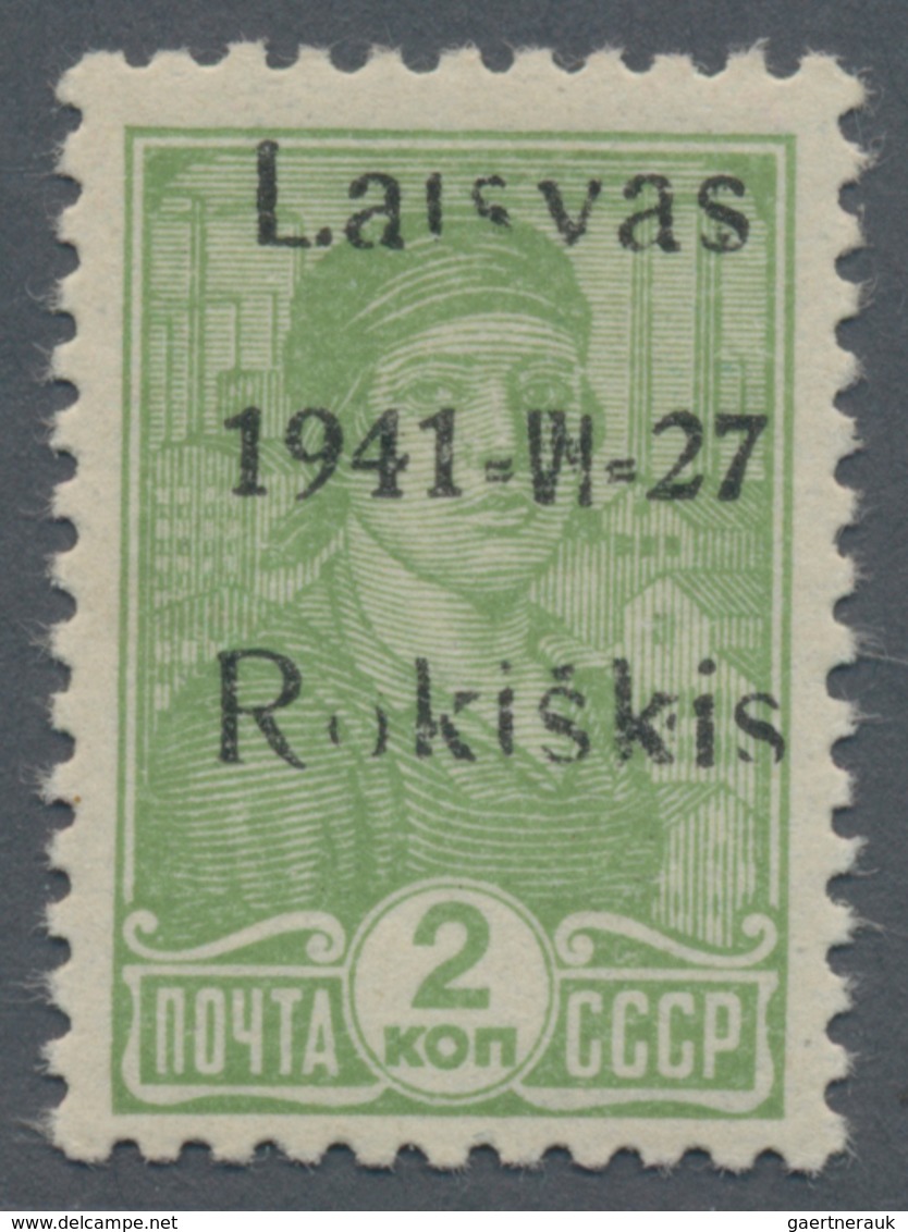 Dt. Besetzung II WK - Litauen - Rakischki (Rokiskis): Unverausgabte 2 K. Gelblichgrün Mit Schwarzem - Besetzungen 1938-45