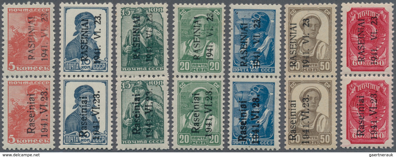 Dt. Besetzung II WK - Litauen - Rossingen (Raseiniai): Kompletter Satz Von Sieben Vertikalen Typenpa - Ocupación 1938 – 45