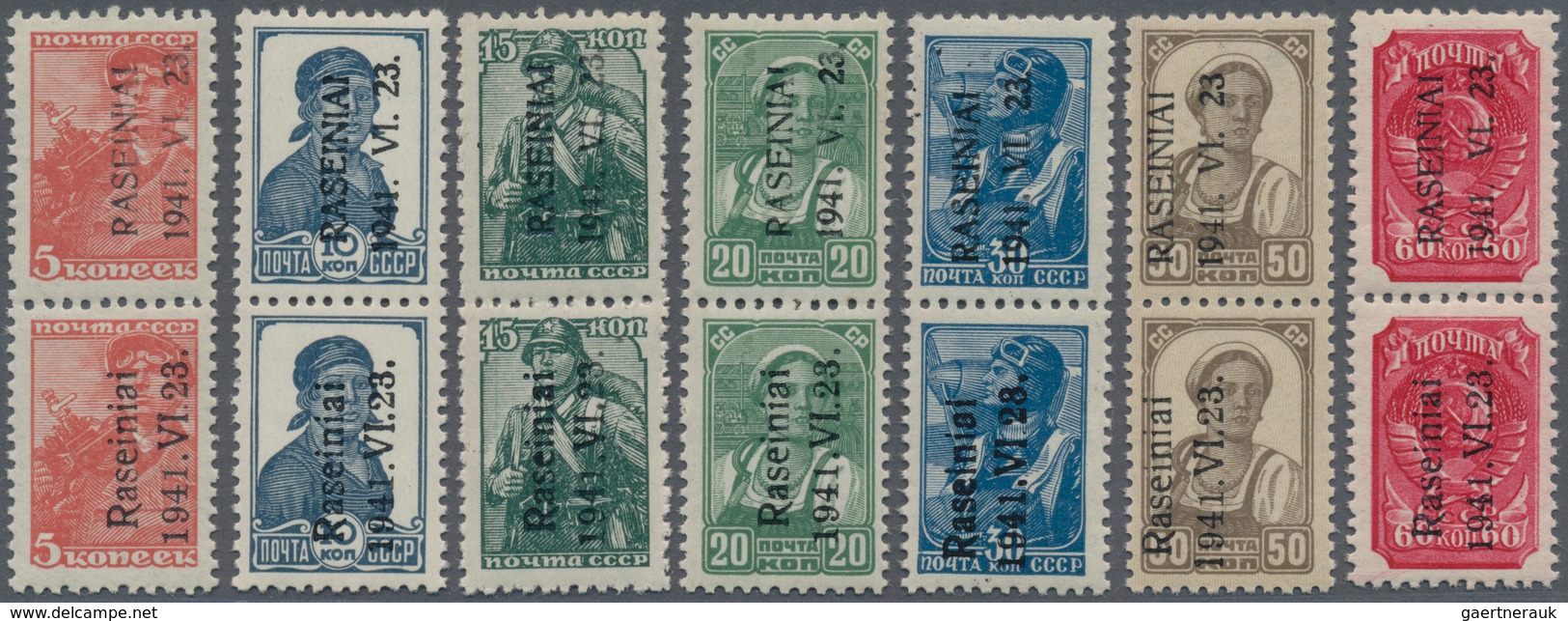 Dt. Besetzung II WK - Litauen - Rossingen (Raseiniai): Kompletter Satz Von Sieben Vertikalen Typenpa - Bezetting 1938-45