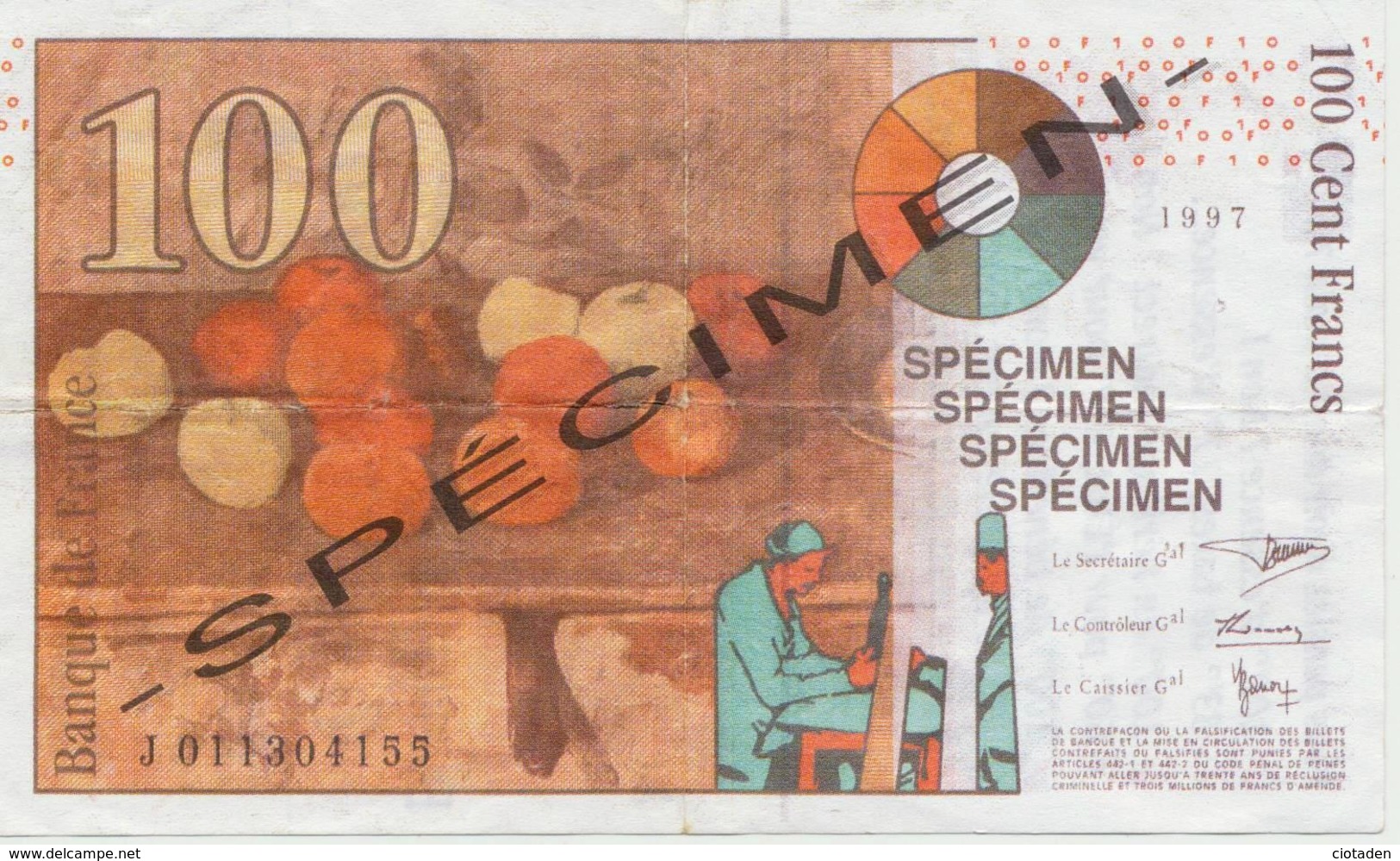 Publicité - Trac De 1997 - 2000 Sur Un Billet Spécimen De 100 € - Altri & Non Classificati