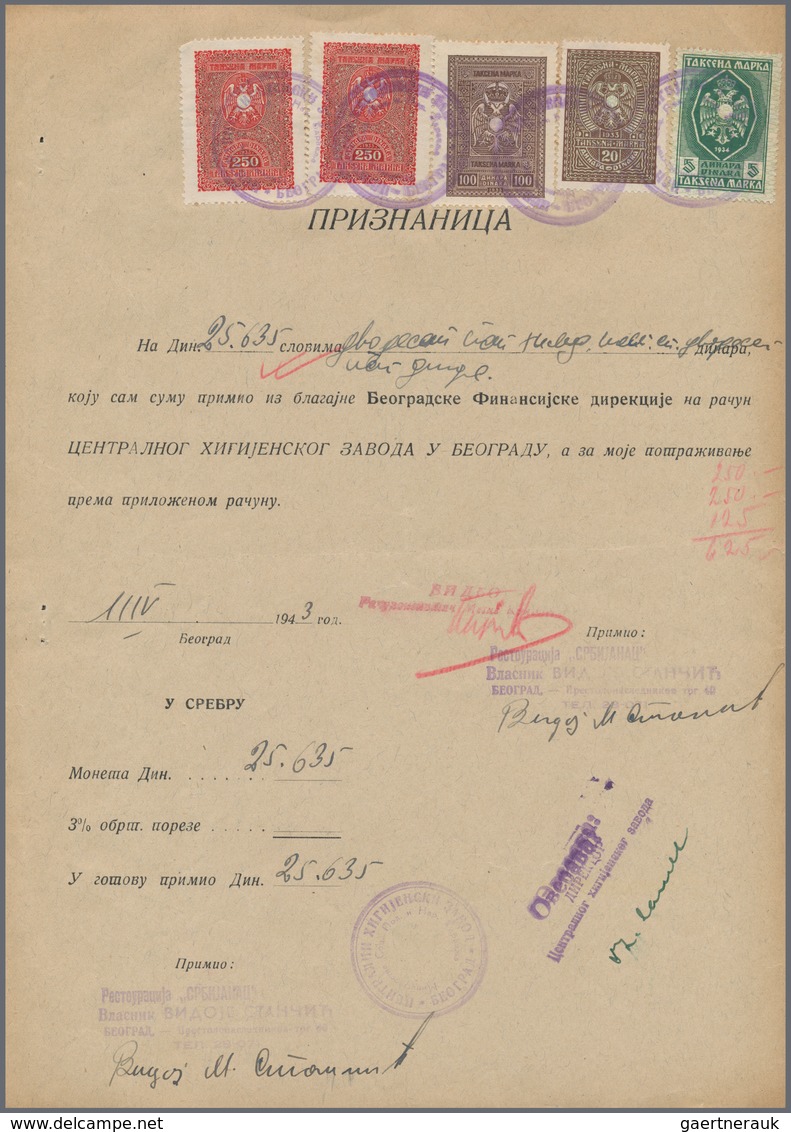 Dt. Besetzung II WK - Serbien: German Occupation Of Serbia WWII - Revenues. 1943. A Receipt For The - Besetzungen 1938-45