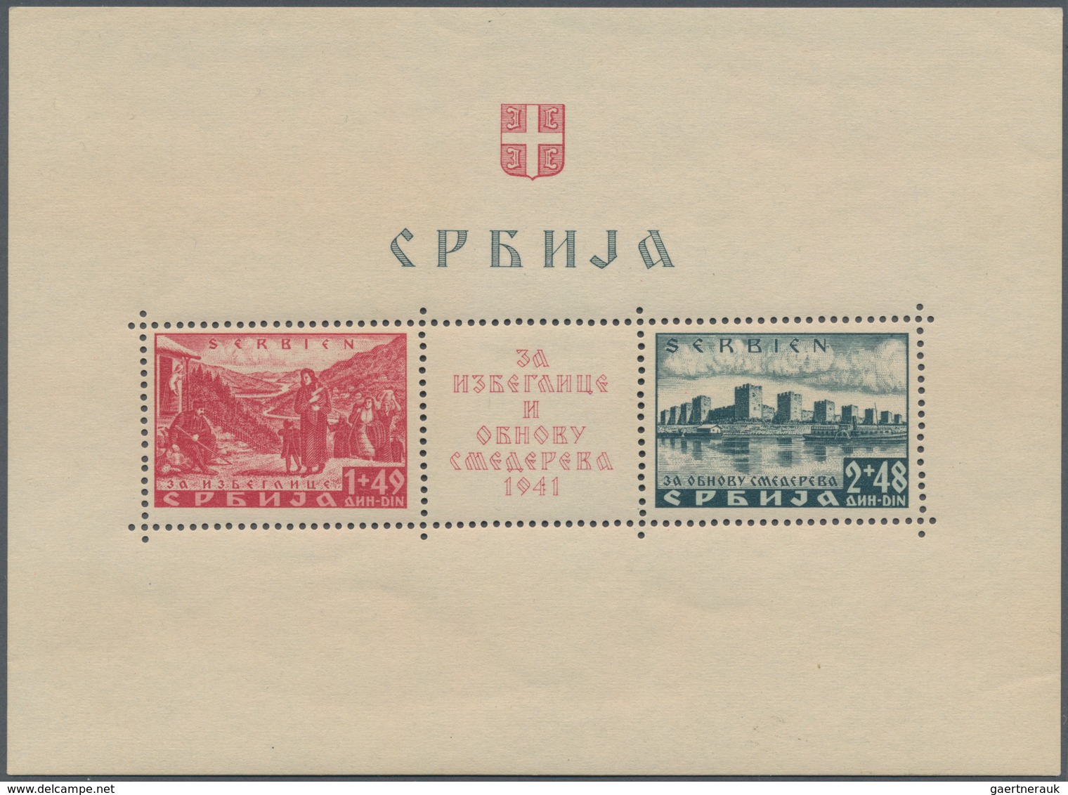 Dt. Besetzung II WK - Serbien: 1941. Blockausgabe Für Die Katastrophengeschädigte Bevölkerung Der St - Occupation 1938-45