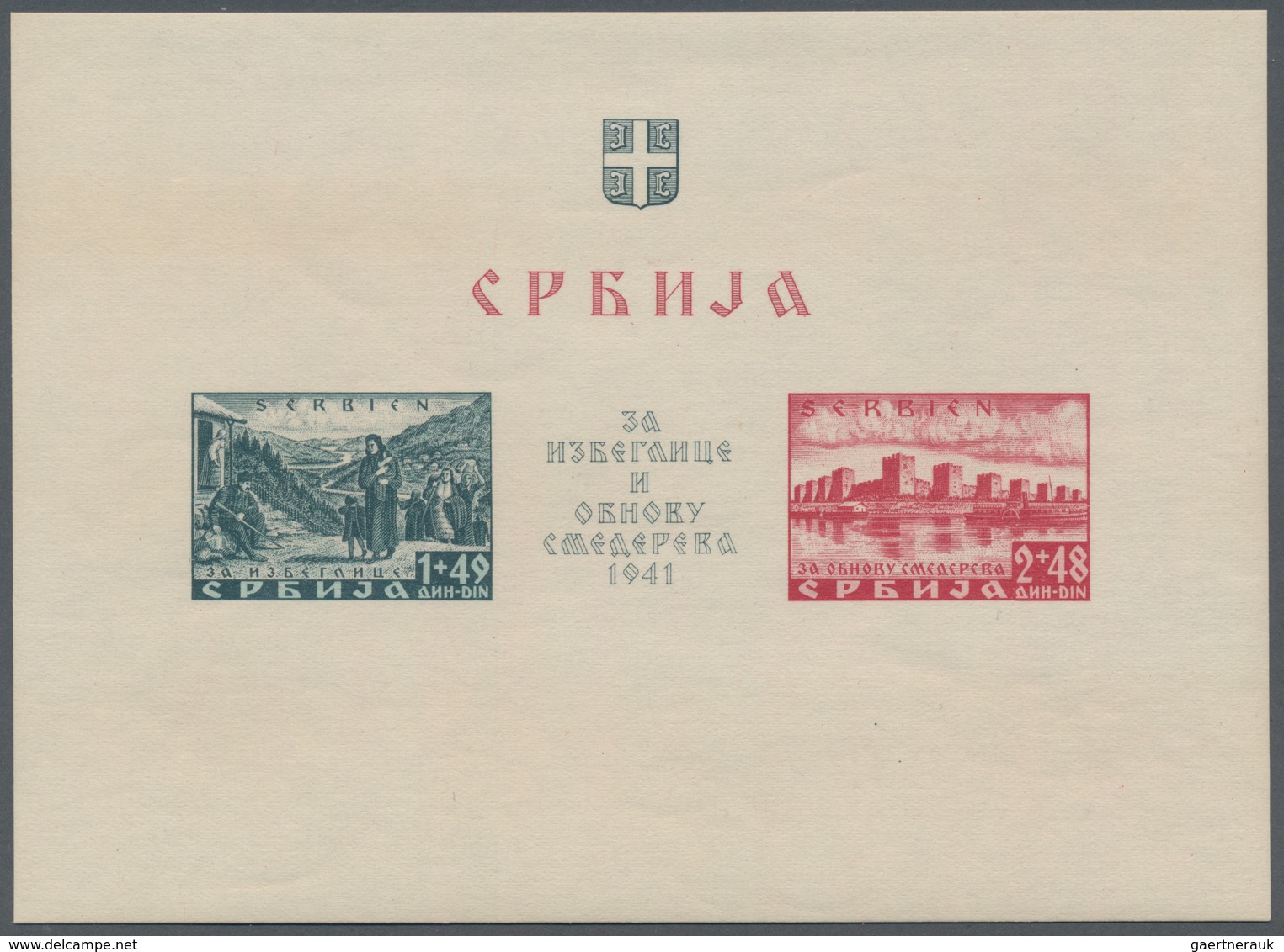 Dt. Besetzung II WK - Serbien: 1941. Blockausgabe Für Die Katastrophengeschädigte Bevölkerung Der St - Occupation 1938-45