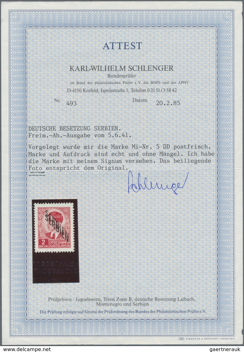 Dt. Besetzung II WK - Serbien: SERBIEN, 2 D. Mit DOPPELAUFDRUCK. Seltene Abart In Tadelloser Postfri - Bezetting 1938-45