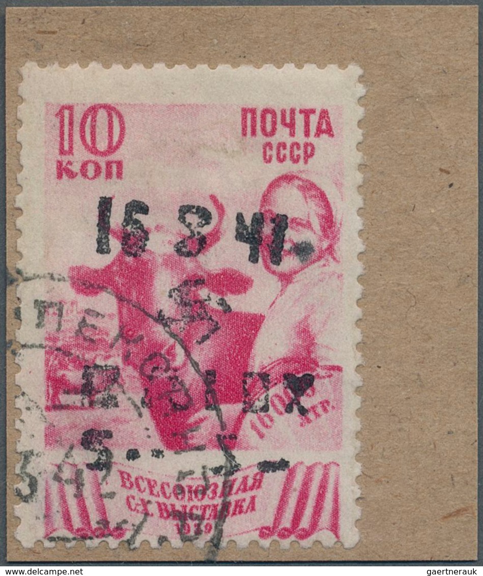 Dt. Besetzung II WK - Ukraine - Alexanderstadt: 1942, 5 R Auf 10 K Rotlila, Type III, Entwertet Mit - Besetzungen 1938-45