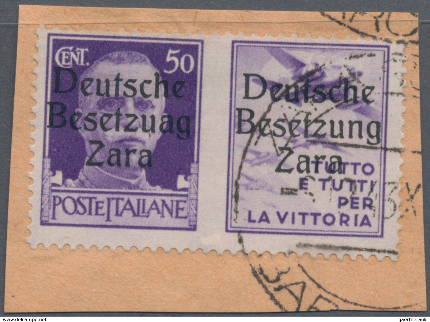 Dt. Besetzung II WK - Zara: 1943, 50 C Lila Mit Propaganda-Nebenfeld Und Aufdruck-PLATTENFEHLER "Bes - Besetzungen 1938-45