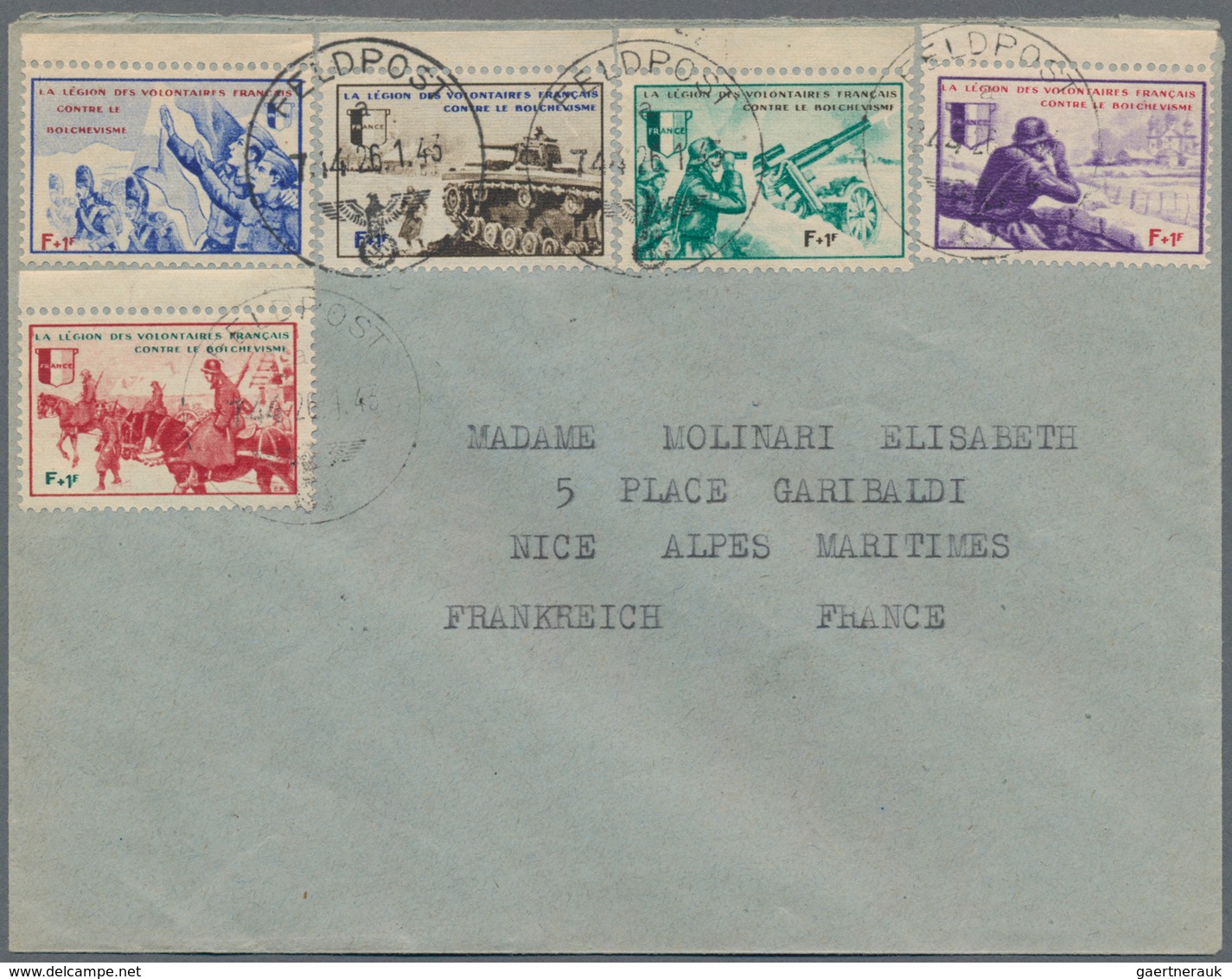Dt. Besetzung II WK - Private Ausgaben: 1943, FRANKREICH: Satzbrief Der Ausgabe Legionäre Gegen Den - Occupation 1938-45