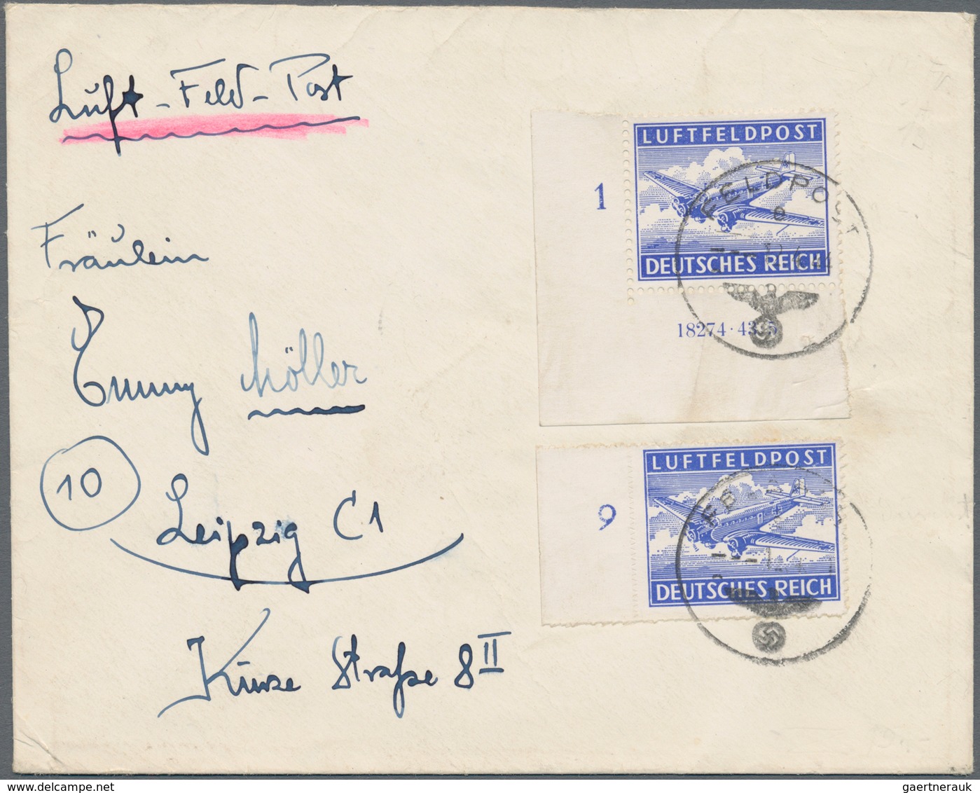 Feldpostmarken: 1944, Zulassungsmarke, Gezähnt, Li. Unteres Eckrandstück Mit HAN 18274.43 5, Zusamme - Andere & Zonder Classificatie