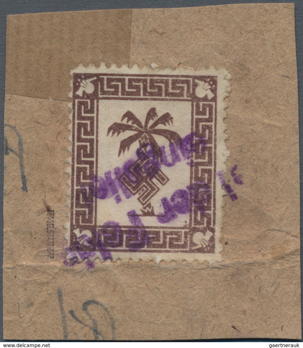 Feldpostmarken: 1943, Tunis-Päckchenmarke Auf Wabenartigem, Genetzten Papier Mit Violettem L2 „Bei D - Autres & Non Classés