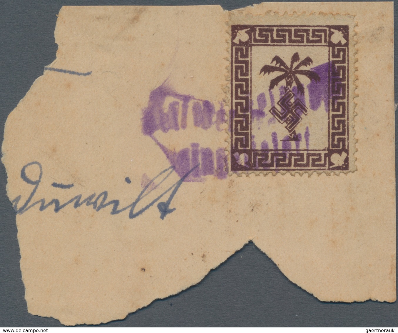 Feldpostmarken: 1943, Tunis-Päckchenmarke Auf Mittelchromgelbem Papier, Wabenartig Genetztes Papier - Autres & Non Classés