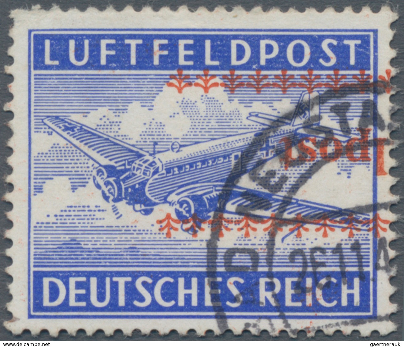 Feldpostmarken: 1944, Luftfeldpost-Zulassungsmarke (Mi. 1A) Mit Kopfstehendem, Geteilten Lokalaufdru - Andere & Zonder Classificatie
