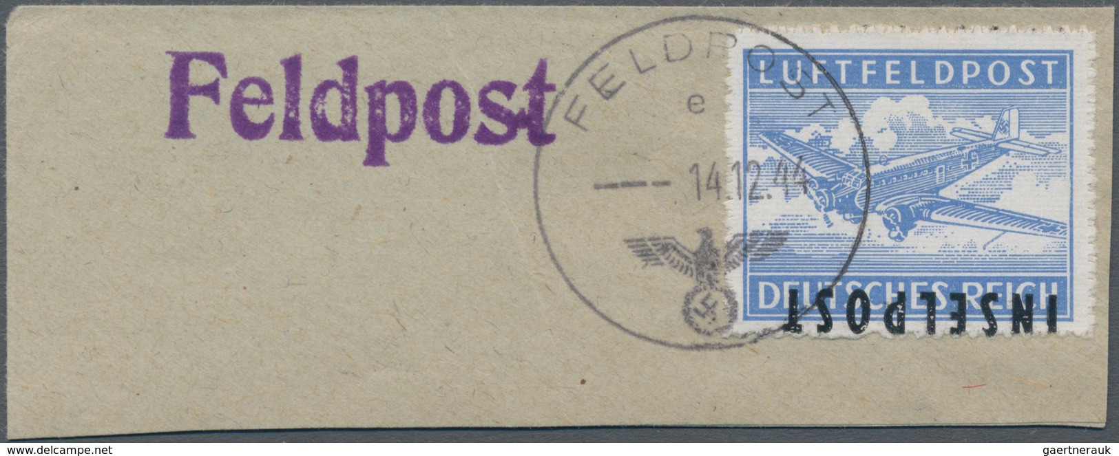 Feldpostmarken: 1944: Rhodos, Durchstochen, Abart: Magerer Kopfstehender Aufdruck, Auf Luxus-Briefst - Sonstige & Ohne Zuordnung