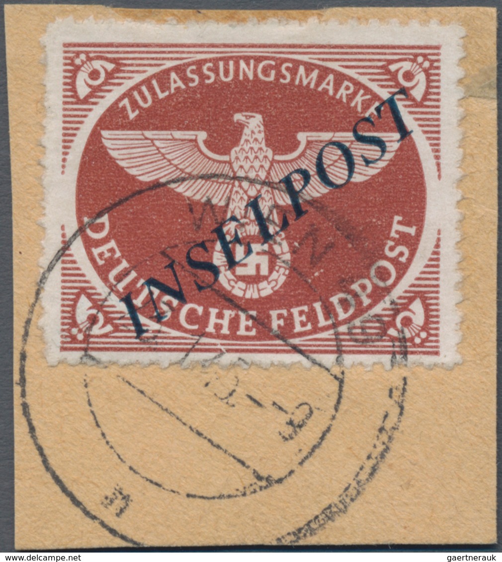 Feldpostmarken: 1944, Feldpostpäckchen-Zulassungsmarke Mit Blauschwarzem "Agramer Aufdruck, Leichter - Other & Unclassified