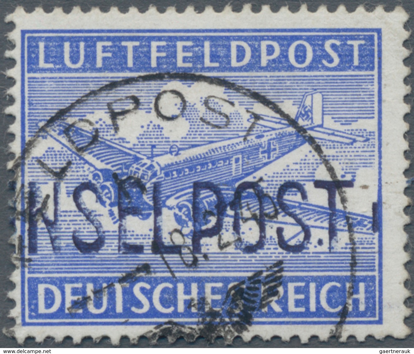 Feldpostmarken: INSEL LEROS: 1945, Luftfeldpostmarke Mit Schwarzblauviolettem Handstempelaufdruck 'I - Autres & Non Classés