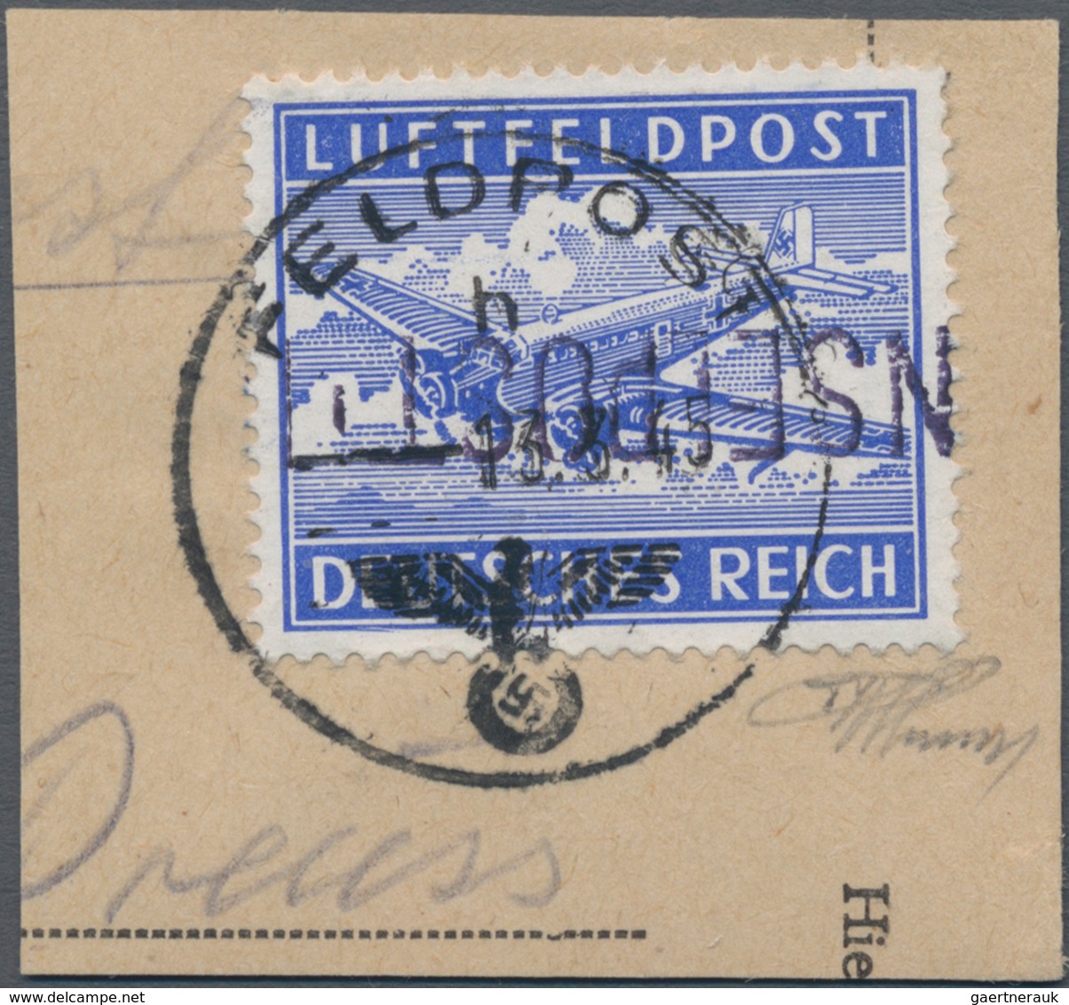 Feldpostmarken: 1944, Insel Leros: Inselpost-Zulassungsmarke, Gezähnt, Mit KOPFSTEHENDEM, Nach Recht - Other & Unclassified